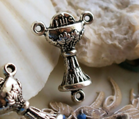 set/2 Rosary Ornaments - Connector Divider - 23 mm - Church Goblet - Chalice - Antique Silver tone