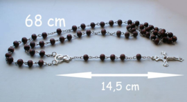 Rosary Necklace: wood with Mary ornament and crucifix - 2 colour options