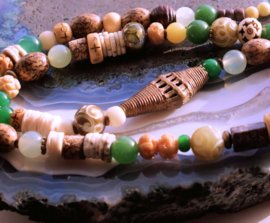 C&G Necklace: Antique African Tradebeads - Ashanti - Jade - Bone - Agate - Prayerbeads