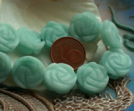 1 Beautiful ROSE shaped bead: Amazonite - Aqua - 14 mm
