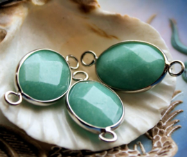 1 Hanger/Tussenstuk: Facet Jade in Aqua/Turquoise of Donkerblauw of Moss-Groen of Wit - 32x16 mm