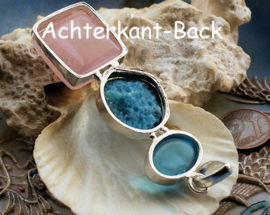 Mooie Hanger: Agaat Geode Druzy + Rozenkwarts - Verzilverd - 72 mm