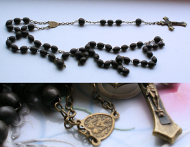 Antique Rosary - Darkbrown and Brass