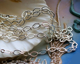 Design Chain for Necklace/Bracelet - per 50 cm - 5x3 mm chain - Silver tone