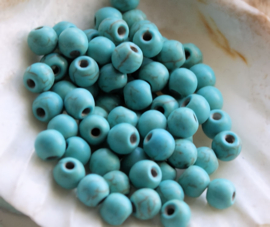 set/* kralen: Echt Turquoise Howliet - Rond - 4 mm of 6 mm of 8 mm