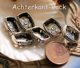 Set/6x 2-Rij Verdeler - Tussenstuk - 14x11 mm - Antiek Zilver Kleur Metaal