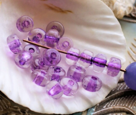set/20 beads: Colour Core - Heishi - 6x4 mm - Purple/Inside Violet