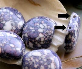 1 large bead: 2-way Divider - real Howlite - 22x17 mm - Purple Lilac White