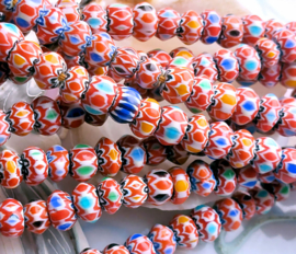 set/10 Chevron-style TRADE BEADS: Africa Nepal - 8x5 mm - Assorted Colours