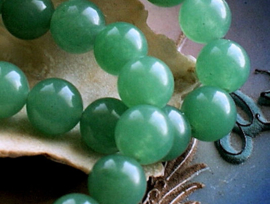 set/5 beads: real Green Amethyst - Round - 10 mm