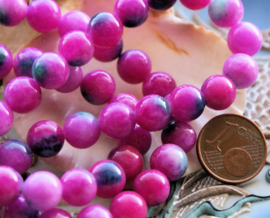 set/5 beads: JADE - Round - 8 mm - Pink Violet Blue-Green