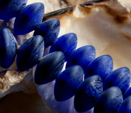 set/3 TRADE BEADS from Ghana - Disk/Abacus 13 mm - Cobalt Blue