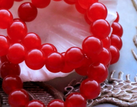 set/5 beads: JADE - 6 mm - Red - Round or Faceted