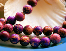 set/5 beads: Sediment Jasper - Round - 8 mm - Violet-Purple with Earth tones