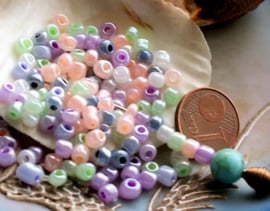 set/100 beads: Spacer Glass - appr 4x3 mm - Pastel colours Luster