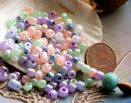 set/100 kralen: Spacer Glas - ca 4x3 mm - Pastel Tinten Luster