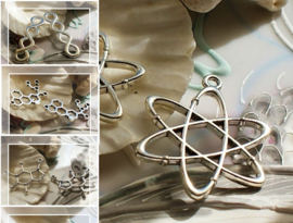 1 Symbol Charm: Molecule - Chemical - DNA - Infinity - Silver tone Metal