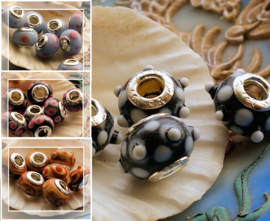 1 Lampwork Bead with Metal Core - 14x10 mm - 4,4 mm hole - various colours