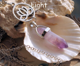 Pendle-Pendant on Necklace with Lotus & Amethyst - approx 64 mm long - L/M