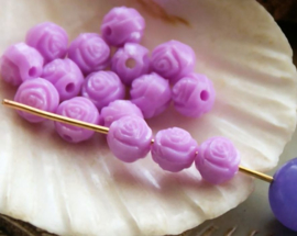 set/20 beads: Acrylic Spacer - Rose - 6 mm - Violet Pink