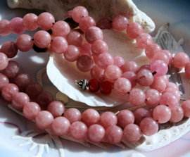 set/5 beads: Strawberry Candy Jade - Round - 8,2 mm