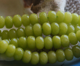 set/5 beads: Candy Jade - Faceted Disc - 8x5 mm - Peridot Green