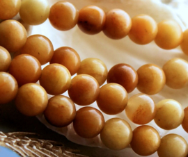 set/6 beads: Candy JADE - Round - 8 mm - Camel Honey