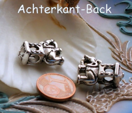 set/2 Beads/Charms: Elephant - India - 20x15 mm - 4,5 mm hole - Antique Silver Tone Metal