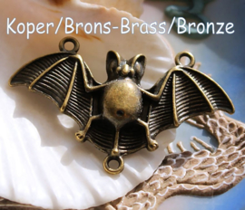 Large Pendant: Bat- Vampire - 47x31 mm - Antique Silver Tone or Antique Brass/Bronze tone