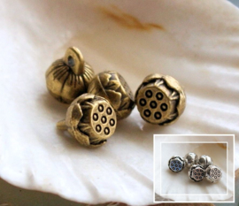 set/2 Spacer Charms: Lotus - 9x8 mm - Antique Silver or Bronze tone Metal