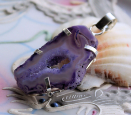 Pendant: Lilac-Purple Agate Geode Druze - SP - 59 mm