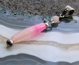 C&G Gemstone Pendant: Pink Dragon Veins Agate & Rose Quartz - 71 mm