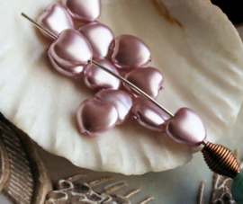 set/9 Beads: Pearl Heart - 8 mm - Misty Rose Pink
