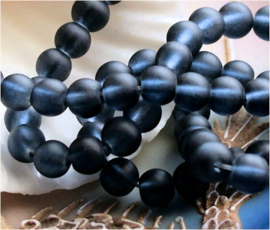 set/20 beads: Glass - Round - 6 mm - Matte - Steel Gray