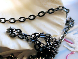 Necklace or Bracelet BASE - 100 cm - 4x2,5 mm Chains - R. Gold or Gunmetal/Black Tone