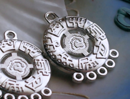 set/2 Pendants/5-Way Dividers/Chandelier: Mantra - 30 mm - Silver Tone