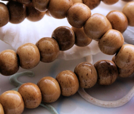 Yak BONE:  set/5 beads - Round Flat - 8,5x6,5 mm - Warm Beige/Camel