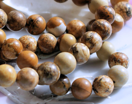 set/6 beads: Desert Jaspis - Round - 8,5 mm - Off-White Beige Camel