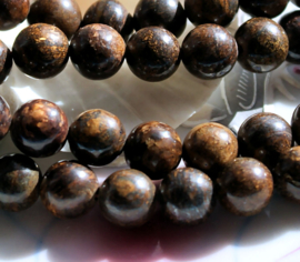 set/5 beads: Bronzite - Round - 8,7 or 10,5 mm - Brown+Bronze