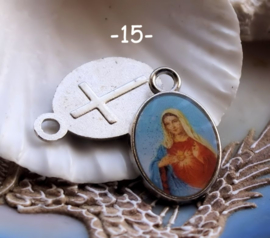 1 Hanger: Icoon - Maria Jezus Religieus - 25 mm - Antiek Zilver Kleur - Opties 11-M