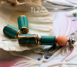 1 handgemaakte Tibetaanse Kraal: Koper met echt Turquoise (en Lapis Lazuli) - diverse opties - TL2