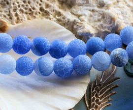 set/6 kralen: echt Dragon Scale Agaat - Rond - 8 mm - Frost - Blauw of Violet Paars