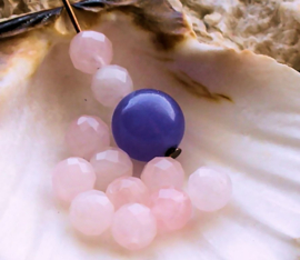 set/* beads: Rose Quartz - Round FACETED - 6 or 8mm - Light Pink