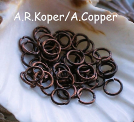 set/50 Buig-Ringetjes - 6 mm - Antiek Rood Koper of Goud/Koper Kleur