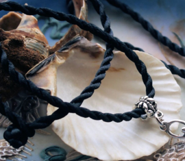 Set/5 Cord Bracelets - approx 19 cm - Black (also great for adding charms)