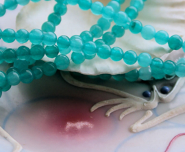 set/10 beads: Chalcedony - Round - 4,5 mm - Aqua/Petrol colour