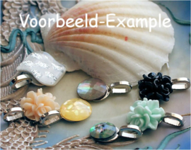 set/4 Cabochons van Hout: Bloemetjes - 15 mm - Multi Kleuren