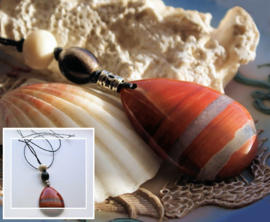 C&G Pendant on cord: Beautiful Jasper (45 mm) & Horn/Bone