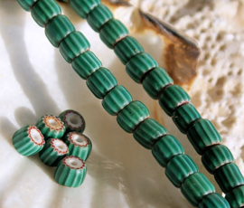 set/12 ANTIQUE TRADE BEADS: 4-layer Chevron - Venice - approx 5,5 mm