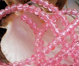 set/20 beads: Crackle - Round - 4,5 mm - Light Pink